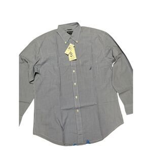 Nautica Washed Gingham Sky Blaze Shirt Size L NWT